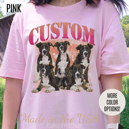 Retro Custom Your Own Bootleg Tee, Custom Cat Bootleg Tee, Custom Dog Bootleg Tee, Custom dog portrait, Vintage Graphic 90s Tshirt, T1393