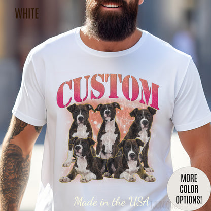 Retro Custom Your Own Bootleg Tee, Custom Cat Bootleg Tee, Custom Dog Bootleg Tee, Custom dog portrait, Vintage Graphic 90s Tshirt, T1393