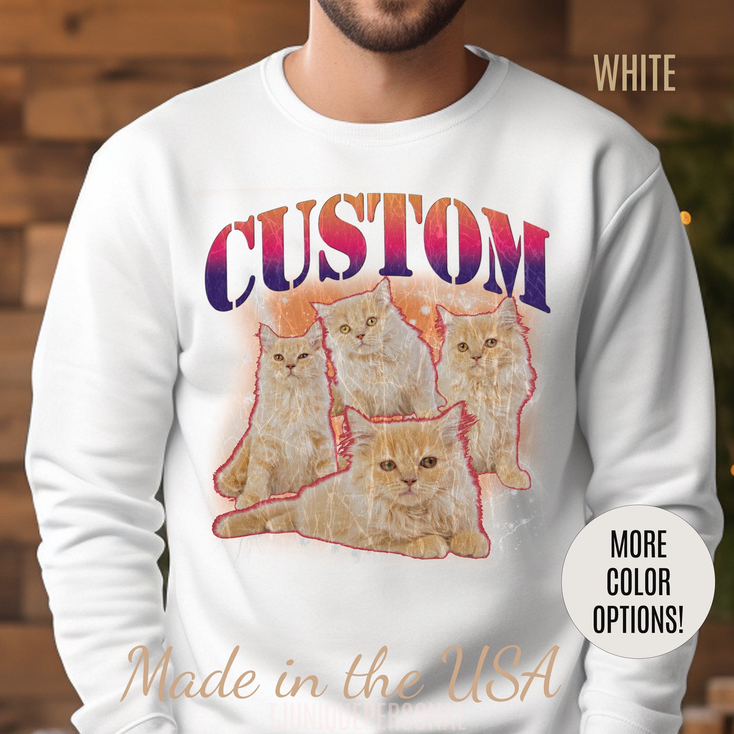 Retro Custom Cat Bootleg Tee, Custom Cat Sweatshirt, Custom Cat Lover Gift, Custom dog portrait, Vintage Funny Cat Sweatshirt, S1394