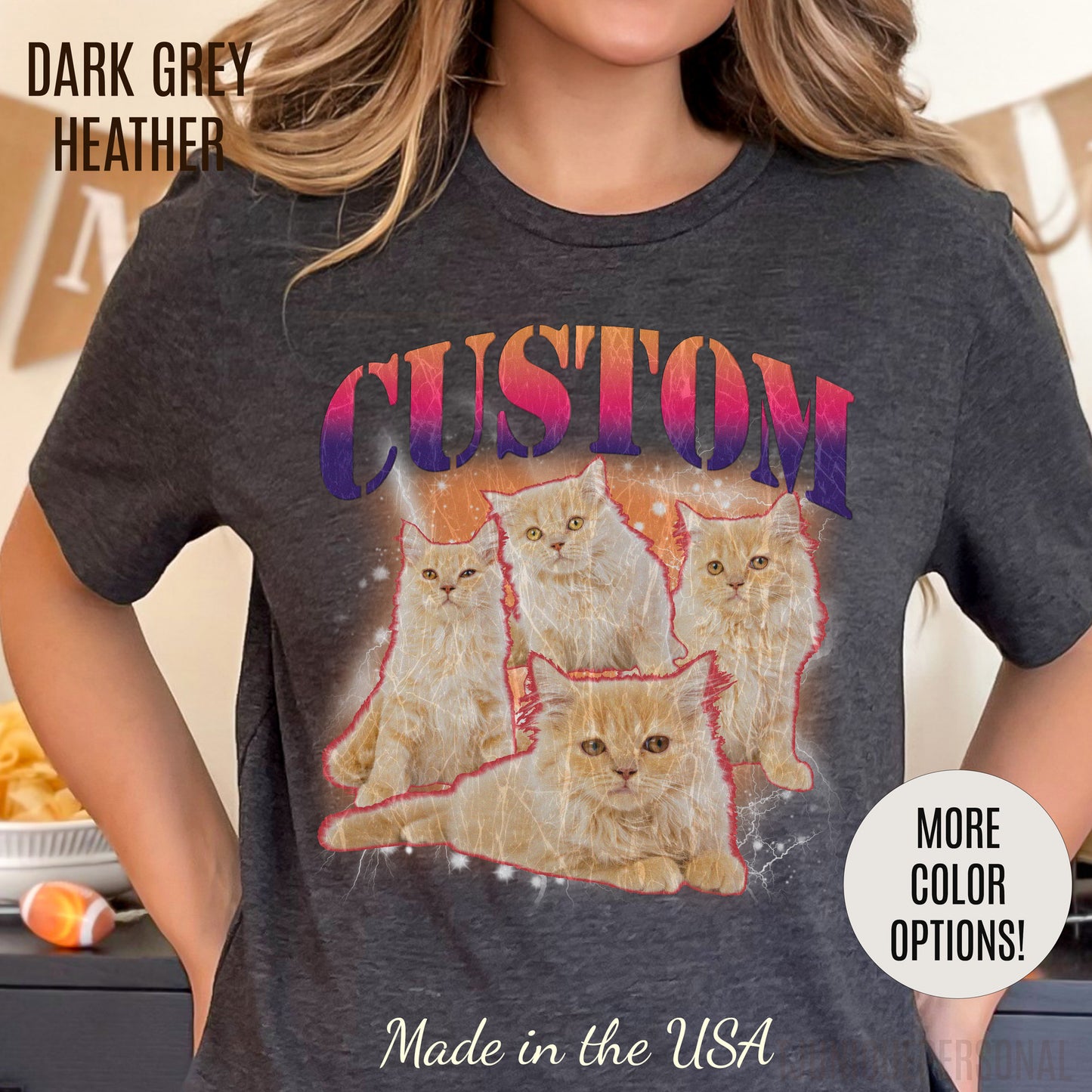 Retro Custom Cat Bootleg Tee, Custom Cat Shirt, Custom Cat Lover Gift, Custom dog portrait, Vintage Funny Cat Shirt, Bootleg Shirt, T1394