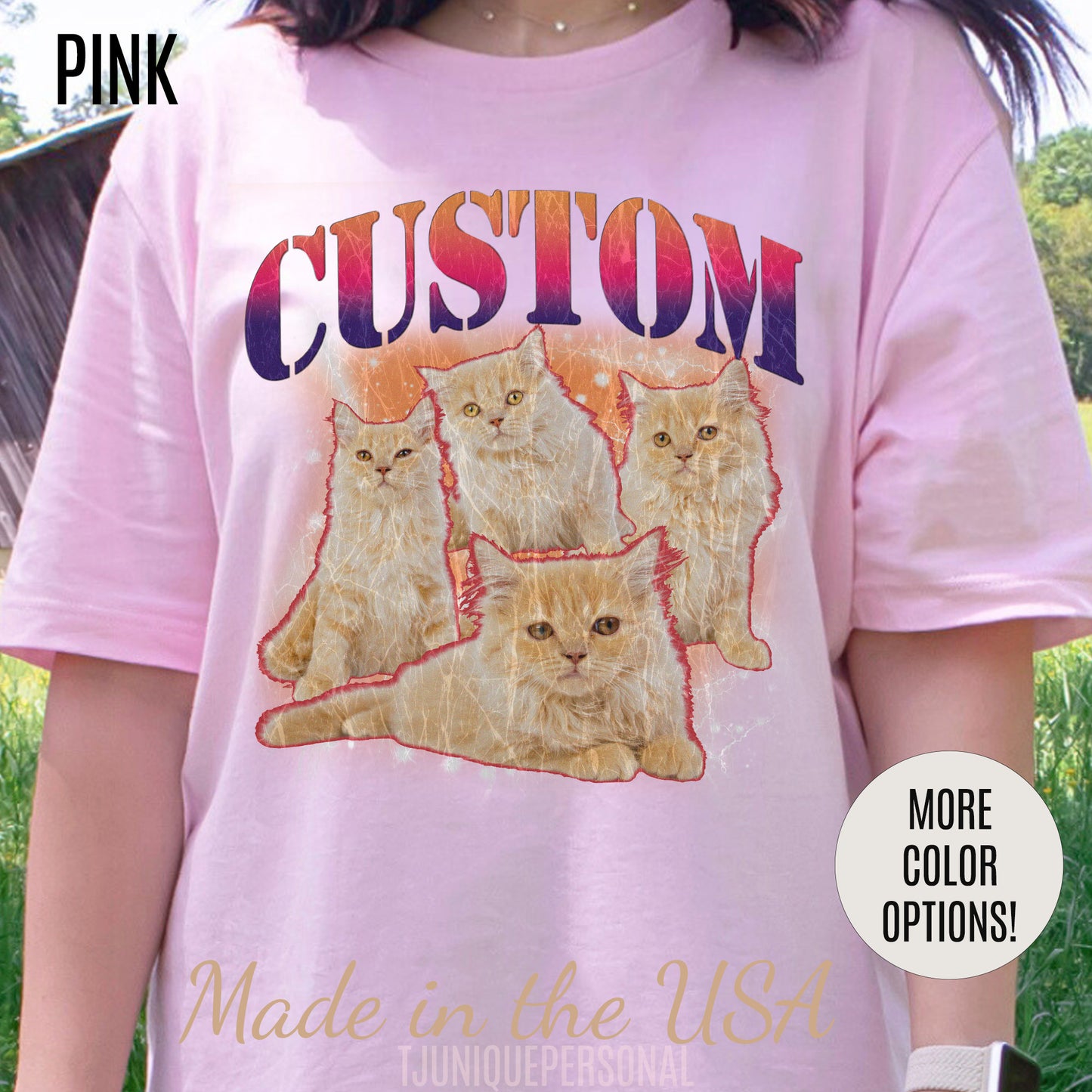 Retro Custom Cat Bootleg Tee, Custom Cat Shirt, Custom Cat Lover Gift, Custom dog portrait, Vintage Funny Cat Shirt, Bootleg Shirt, T1394