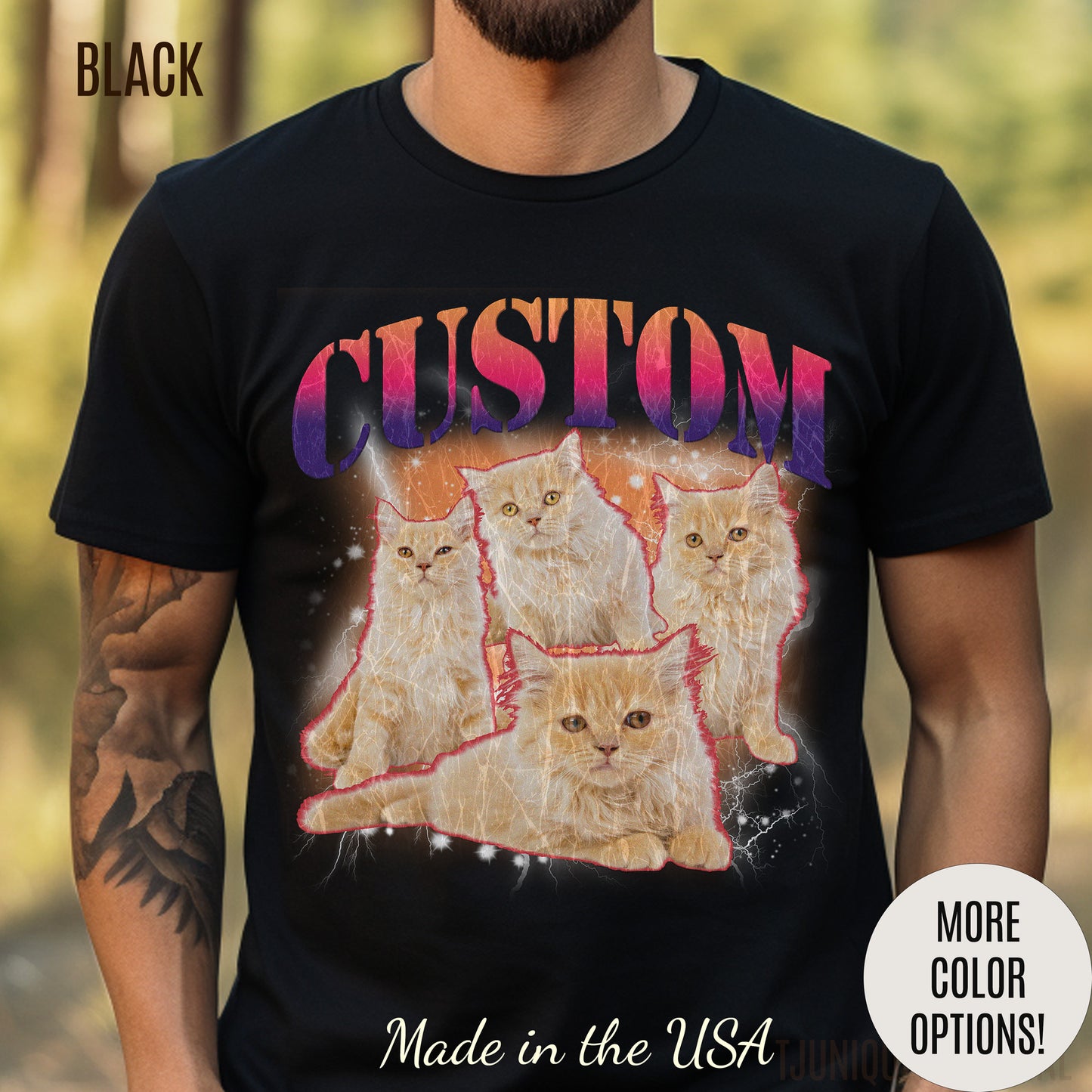 Retro Custom Cat Bootleg Tee, Custom Cat Shirt, Custom Cat Lover Gift, Custom dog portrait, Vintage Funny Cat Shirt, Bootleg Shirt, T1394