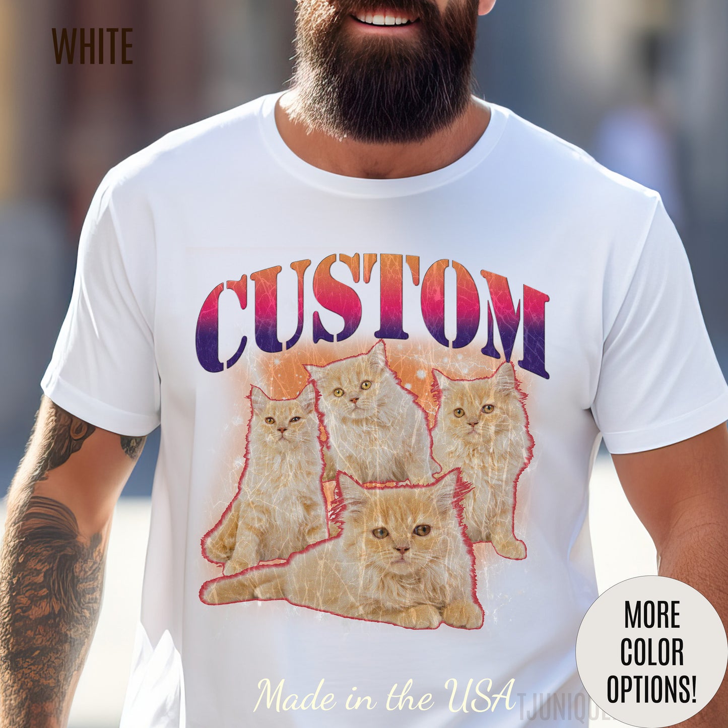 Retro Custom Cat Bootleg Tee, Custom Cat Shirt, Custom Cat Lover Gift, Custom dog portrait, Vintage Funny Cat Shirt, Bootleg Shirt, T1394