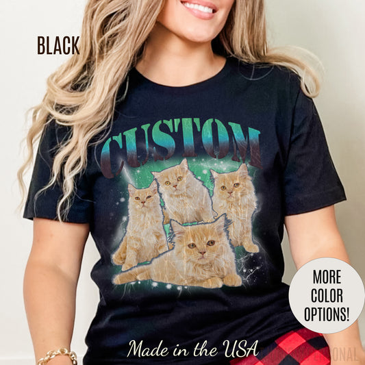 Retro Custom Cat Bootleg Tee, Custom Cat Shirt, Custom Cat Lover Gift, Custom dog portrait, Vintage Funny Cat Shirt, Bootleg Shirt, T1395