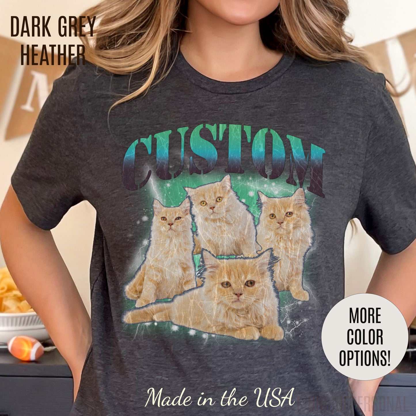 Retro Custom Cat Bootleg Tee, Custom Cat Shirt, Custom Cat Lover Gift, Custom dog portrait, Vintage Funny Cat Shirt, Bootleg Shirt, T1395