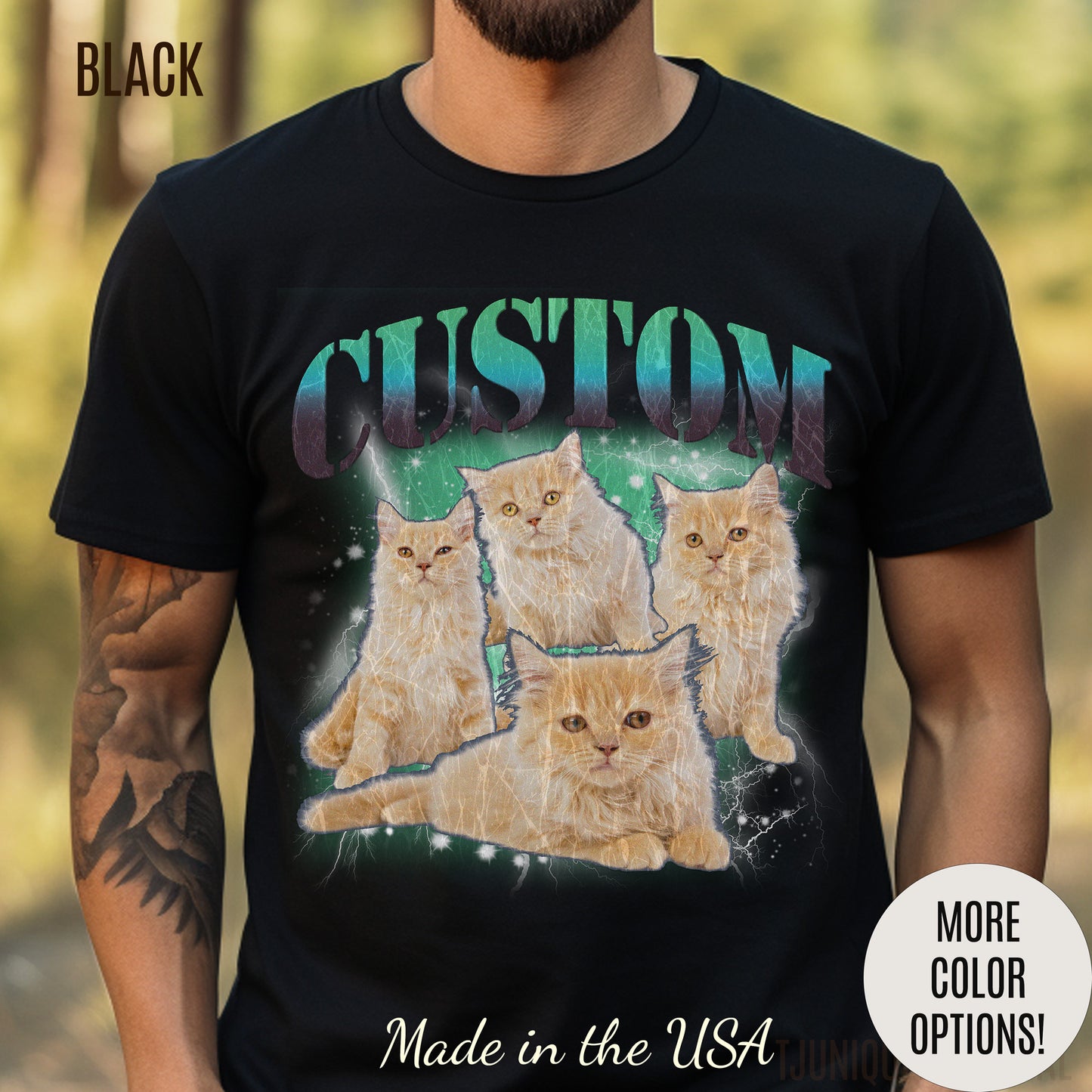 Retro Custom Cat Bootleg Tee, Custom Cat Shirt, Custom Cat Lover Gift, Custom dog portrait, Vintage Funny Cat Shirt, Bootleg Shirt, T1395