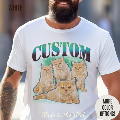 Retro Custom Cat Bootleg Tee, Custom Cat Shirt, Custom Cat Lover Gift, Custom dog portrait, Vintage Funny Cat Shirt, Bootleg Shirt, T1395