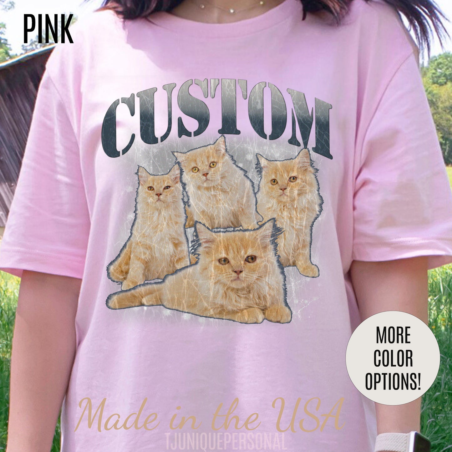 Retro Custom Cat Bootleg Tee, Custom Cat Shirt, Custom Cat Lover Gift, Custom dog portrait, Vintage Funny Cat Shirt, Bootleg Shirt, T1396