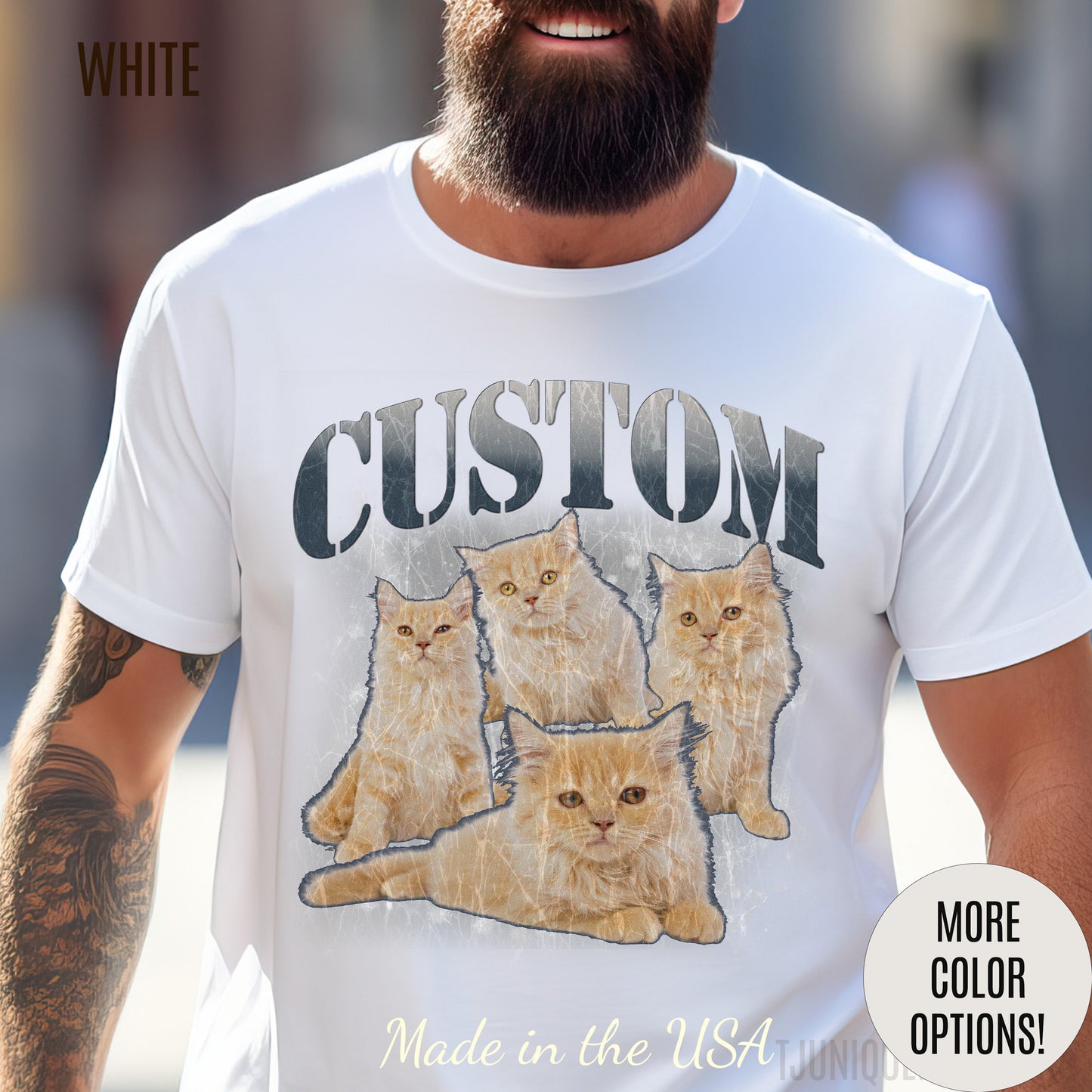 Retro Custom Cat Bootleg Tee, Custom Cat Shirt, Custom Cat Lover Gift, Custom dog portrait, Vintage Funny Cat Shirt, Bootleg Shirt, T1396