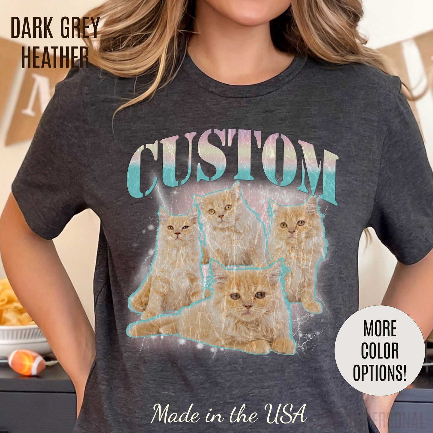 Retro Custom Cat Bootleg Tee, Custom Cat Shirt, Custom Cat Lover Gift, Custom dog portrait, Vintage Funny Cat Shirt, Bootleg Shirt, T1397