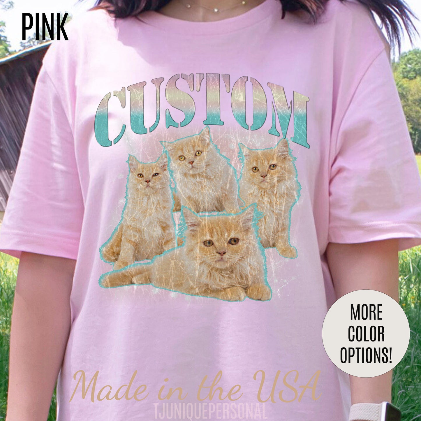 Retro Custom Cat Bootleg Tee, Custom Cat Shirt, Custom Cat Lover Gift, Custom dog portrait, Vintage Funny Cat Shirt, Bootleg Shirt, T1397