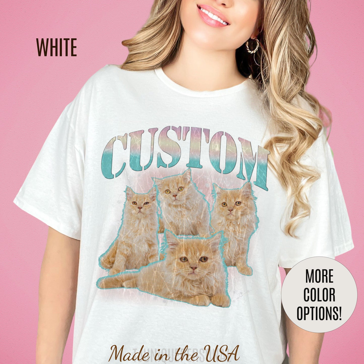 Retro Custom Cat Bootleg Tee, Custom Cat Shirt, Custom Cat Lover Gift, Custom dog portrait, Vintage Funny Cat Shirt, Bootleg Shirt, T1397