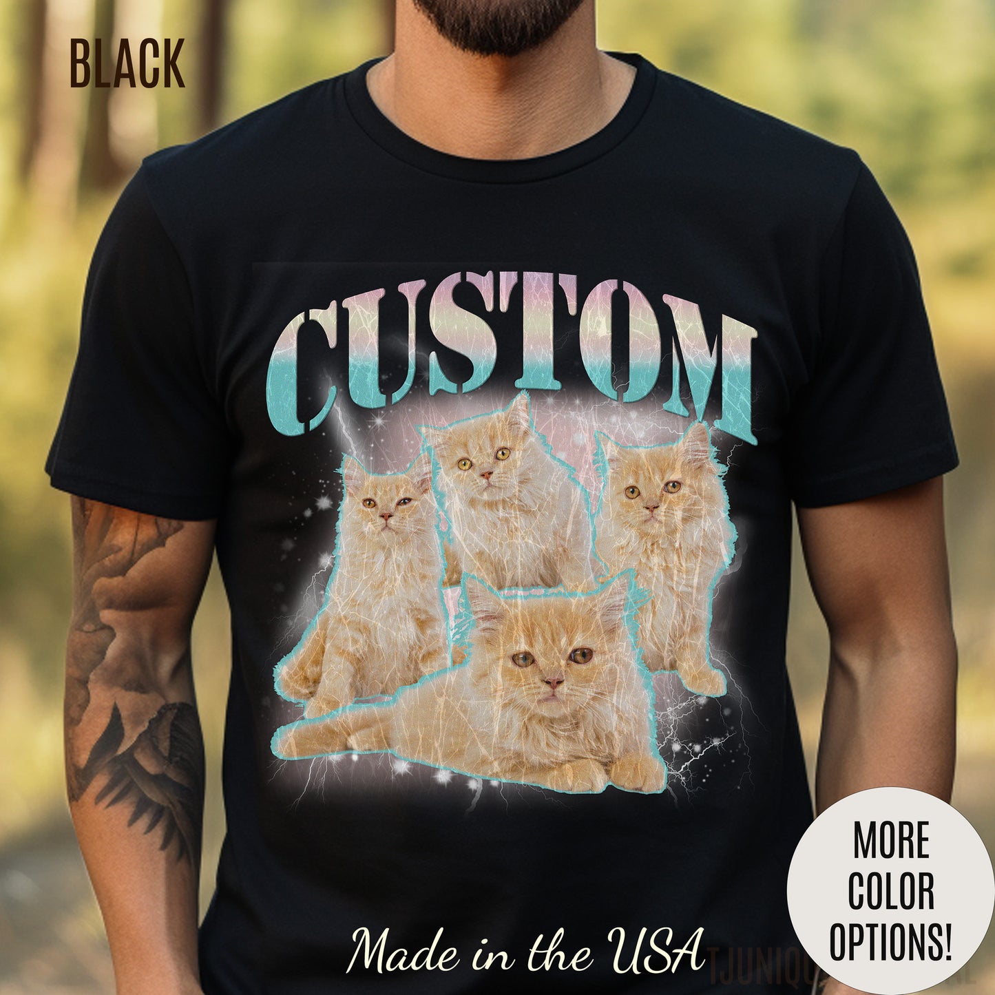 Retro Custom Cat Bootleg Tee, Custom Cat Shirt, Custom Cat Lover Gift, Custom dog portrait, Vintage Funny Cat Shirt, Bootleg Shirt, T1397