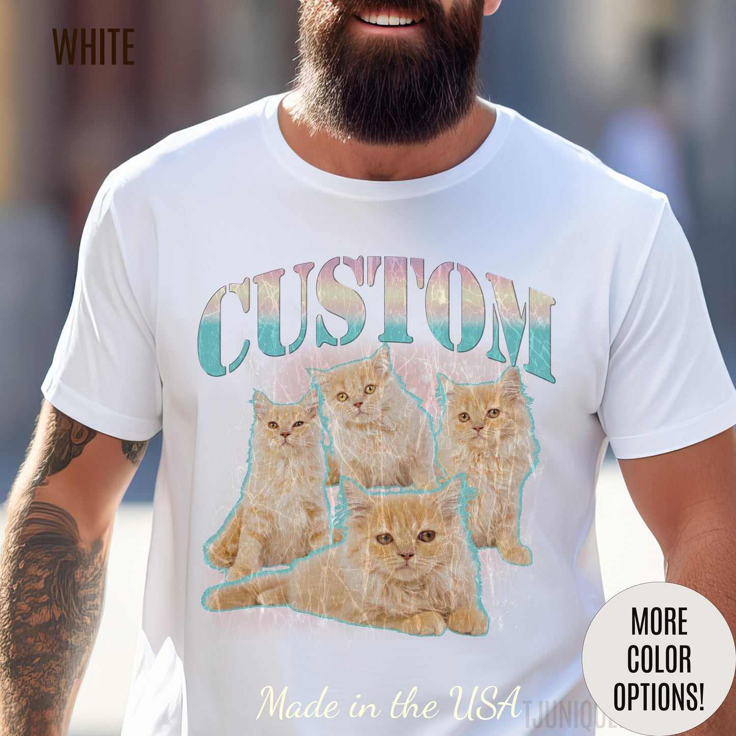 Retro Custom Cat Bootleg Tee, Custom Cat Shirt, Custom Cat Lover Gift, Custom dog portrait, Vintage Funny Cat Shirt, Bootleg Shirt, T1397