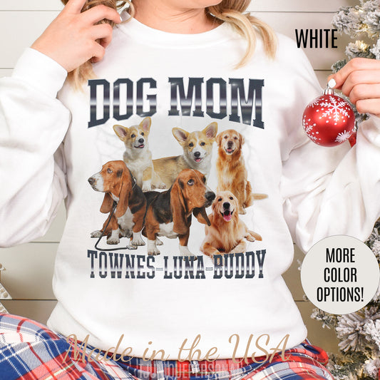 Custom Retro Dog Bootleg Sweatshirt, Dog Mom Sweatshirt, Dog Bootleg Retro 90's Sweatshirt, Custom Pet Photo, Custom Pet Portrait, S1429