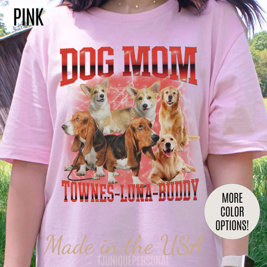 Custom Retro Dog Bootleg Shirt, Dog Mom Shirt, Dog Bootleg Retro 90's Tee, Custom Pet Photo, Custom Pet Portrait, Pet Lovers Gift, T1430