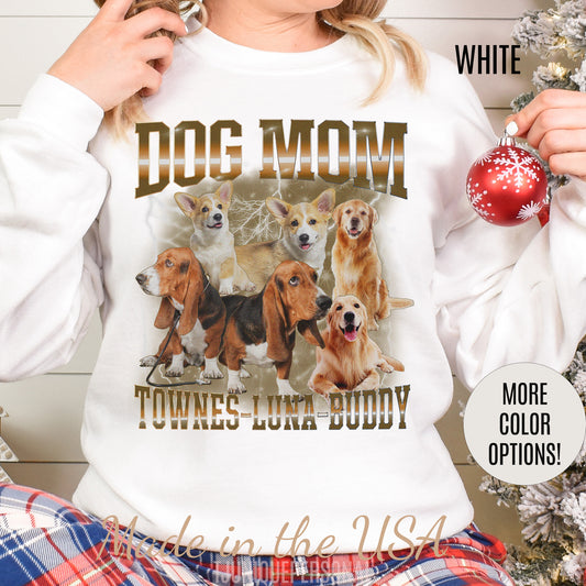 Custom Retro Dog Bootleg Sweatshirt, Dog Mom Sweatshirt, Dog Bootleg Retro 90's Sweatshirt, Custom Pet Photo, Custom Pet Portrait, S1432