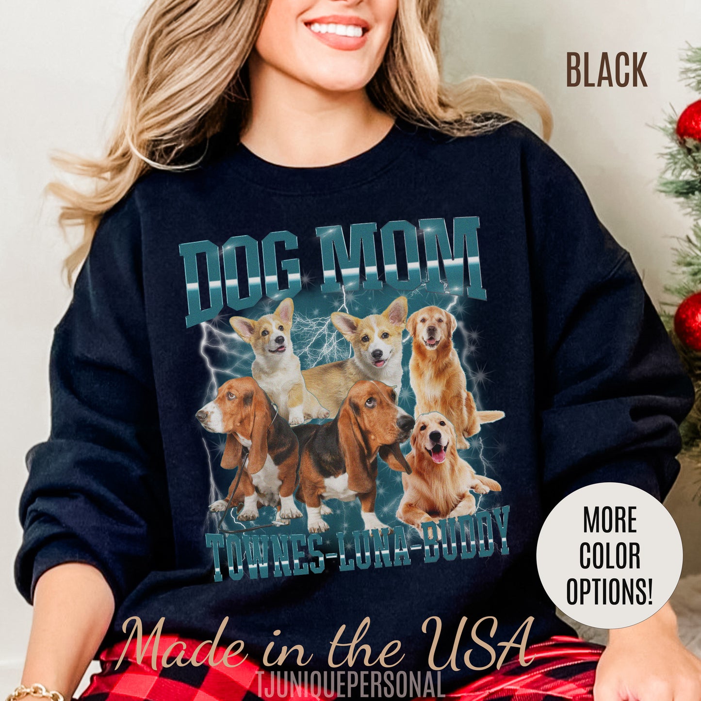 Custom Retro Dog Bootleg Sweatshirt, Dog Mom Sweatshirt, Dog Bootleg Retro 90's Sweatshirt, Custom Pet Photo, Custom Pet Portrait, S1434