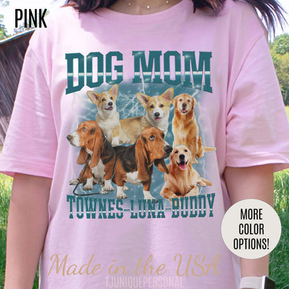 Custom Retro Dog Bootleg Shirt, Dog Mom Shirt, Dog Bootleg Retro 90's Tee, Custom Pet Photo, Custom Pet Portrait, Pet Lovers Gift, T1434