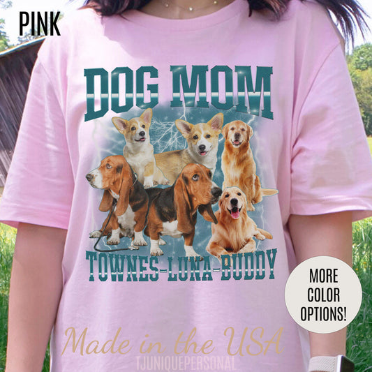 Custom Retro Dog Bootleg Shirt, Dog Mom Shirt, Dog Bootleg Retro 90's Tee, Custom Pet Photo, Custom Pet Portrait, Pet Lovers Gift, T1434