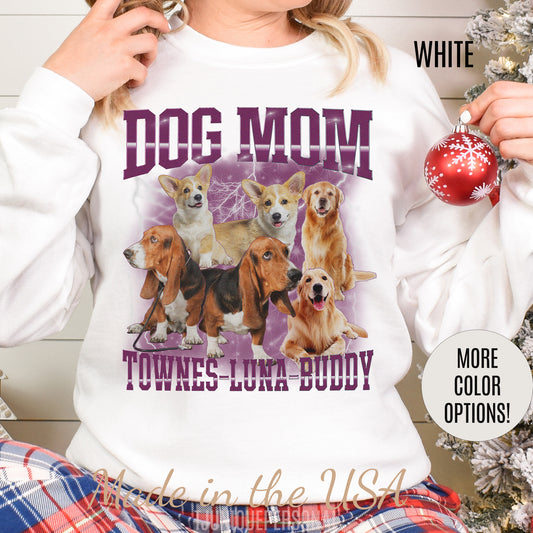 Custom Retro Dog Bootleg Sweatshirt, Dog Mom Sweatshirt, Dog Bootleg Retro 90's Sweatshirt, Custom Pet Photo, Custom Pet Portrait, S1435