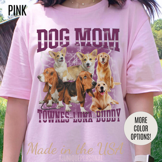 Custom Retro Dog Bootleg Shirt, Dog Mom Shirt, Dog Bootleg Retro 90's Tee, Custom Pet Photo, Custom Pet Portrait, Pet Lovers Gift, T1435