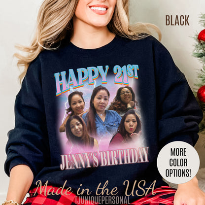 Custom 21st birthday sweatshirt, Custom Bootleg Rap sweatshirt, 21st birthday gifts, Vintage Graphic Sweatshirt, 18th birthday gift, S1450