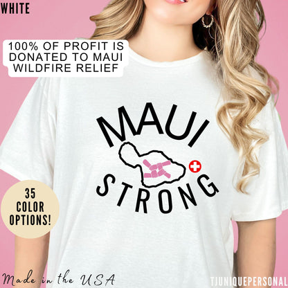 Maui Strong Shirt, Lahaina Banyan Tree T-Shirt, Maui Hawaii Shoreline Tshirt, Profits Donated Support Maui Fire, T584