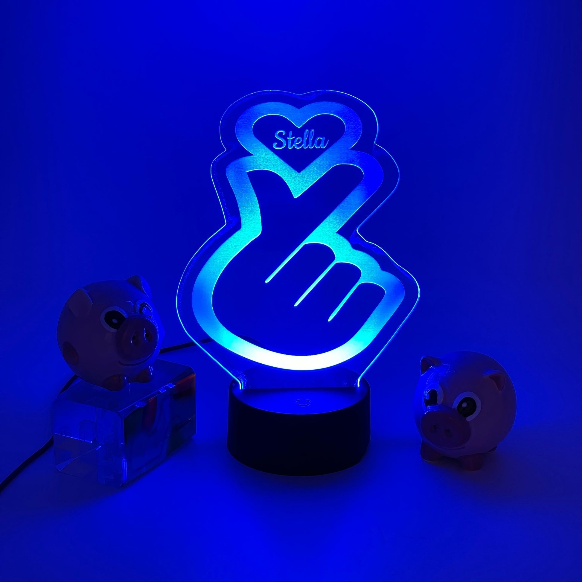 Personalized finger heart glowing night light
