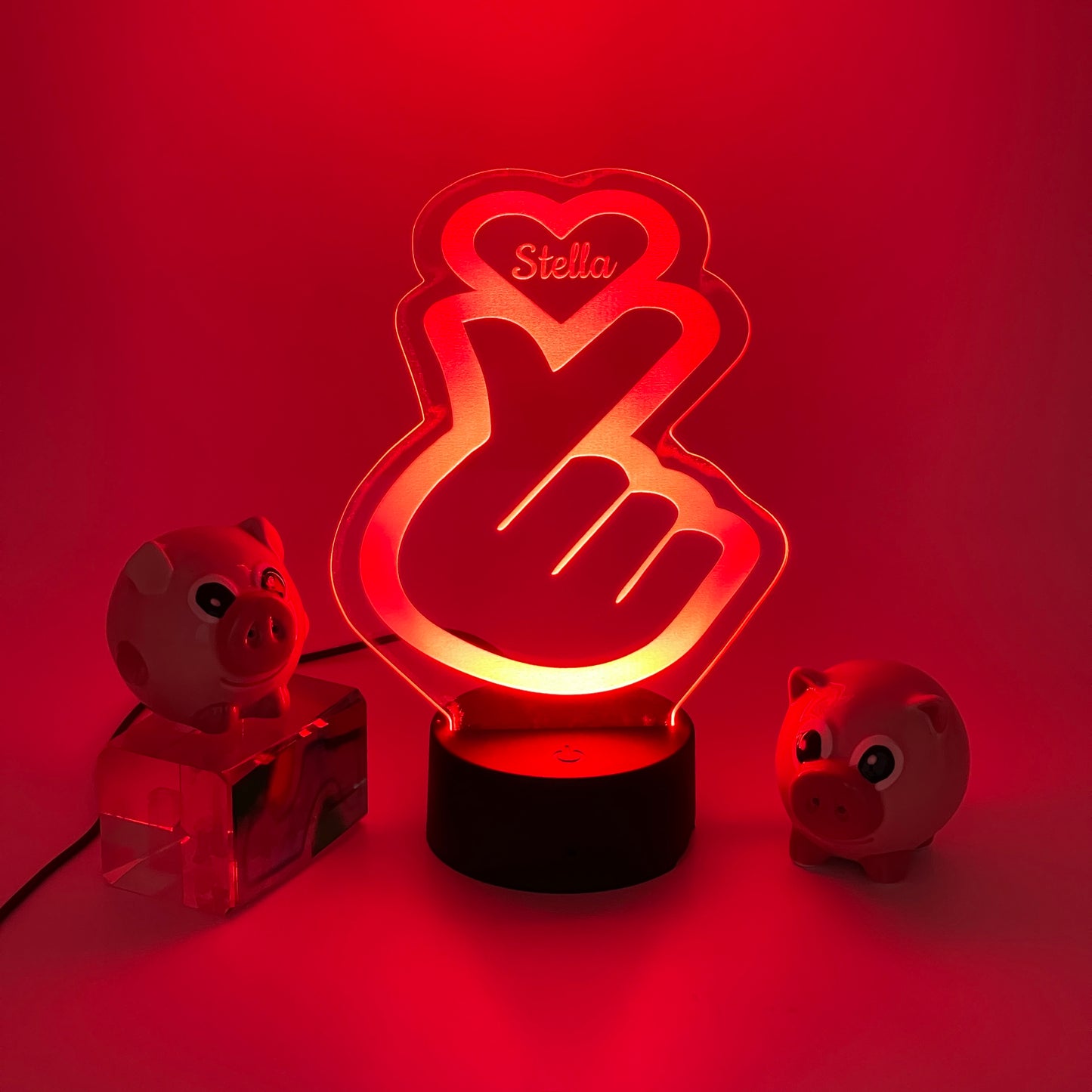 Personalized finger heart glowing night light