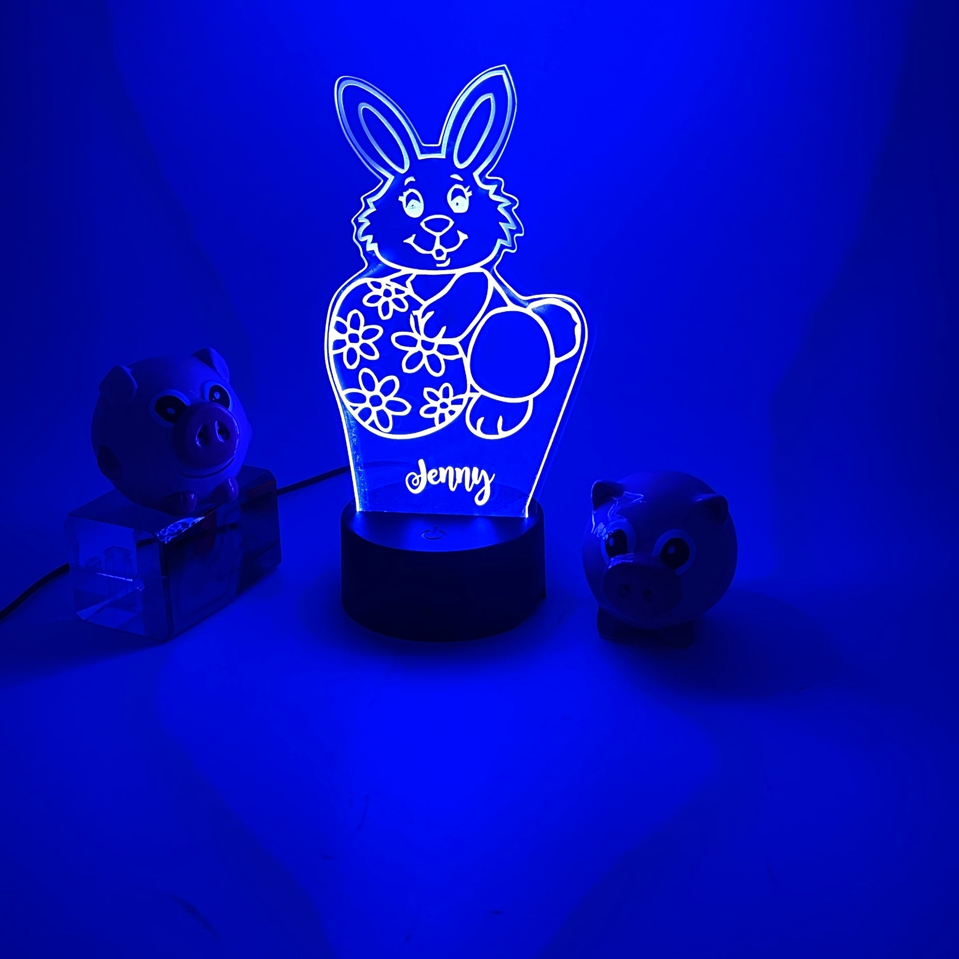Personalized Name Bunny happy Easter 3D night light
