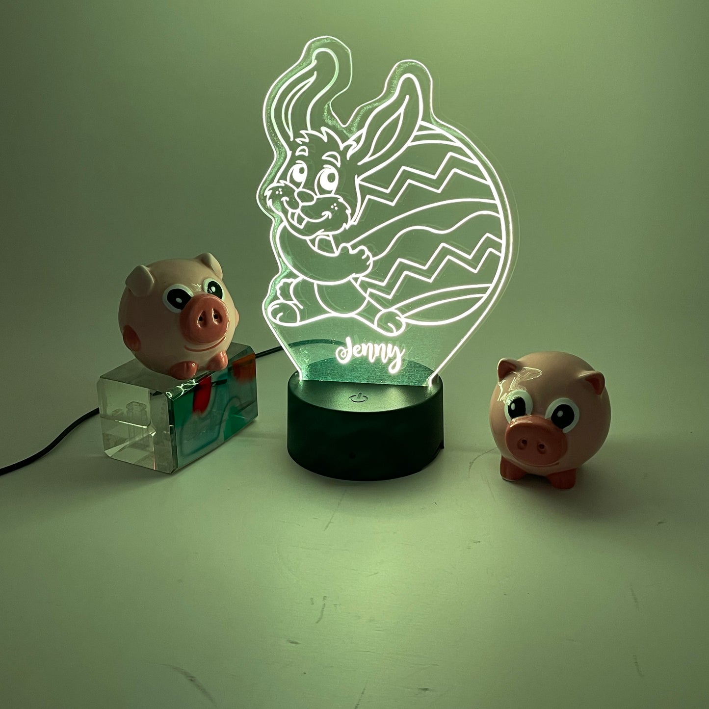 Personalized Name Bunny happy Easter 3D night light (L442)
