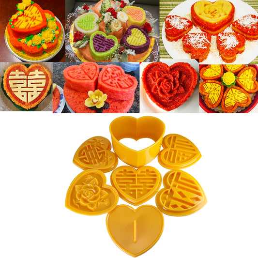5 styles rice shaper mold. Heart shaped wedding rice khuon xoi trai tim 15cm